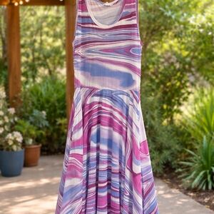Vibrant Swirl Pattern Sleeveless Dress
